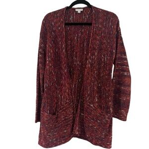 J. JIll Cardigan Burgundy Open Front with Pockets Size S